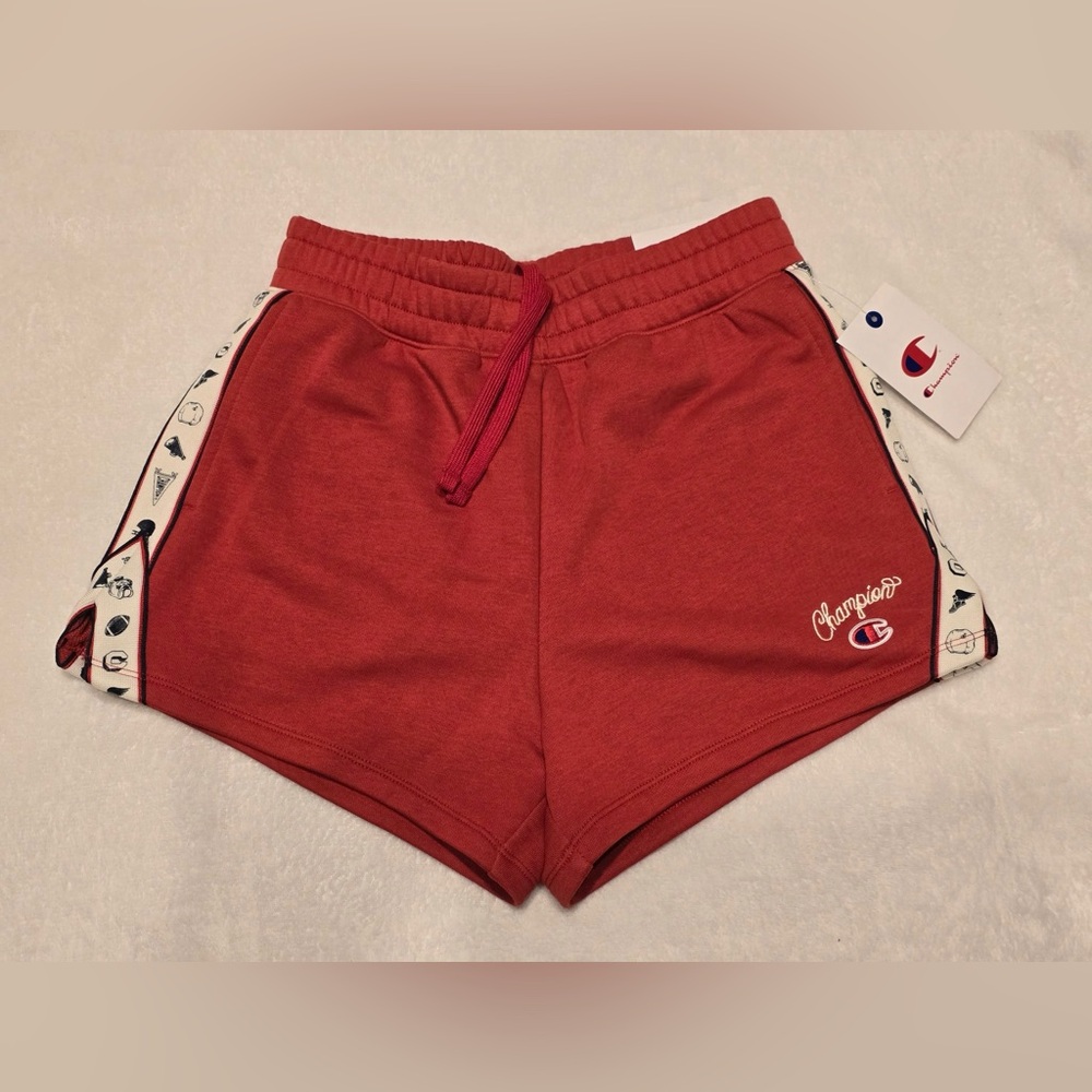 Champion Red Women's Shorts with White Logo Tape XS NWT